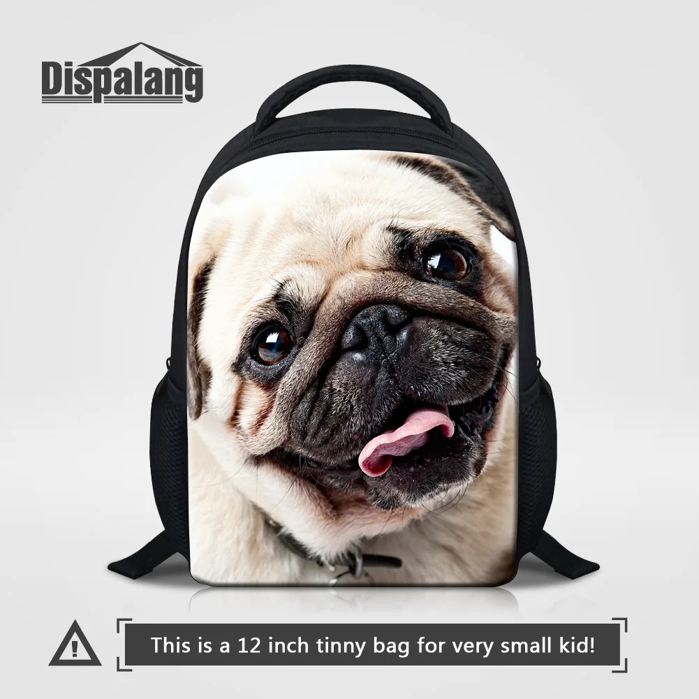 

Puppy Pug Dog Printing Mini School Backpack Girl Boy Customize Animal Design Kindergarten Bookbag 12 Inch Polyester Kids Bagpack