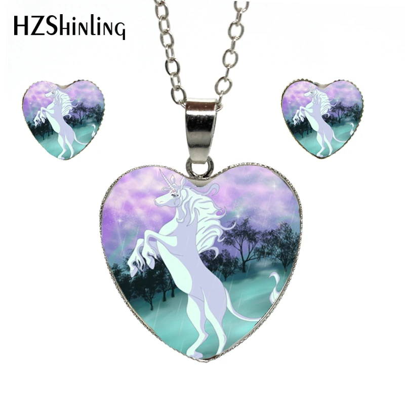 Новое поступление Единорог искусство фото ожерелье с кулоном в форме сердца