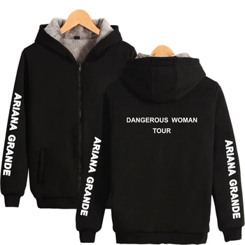 

Ariana Grande Tour Thick Zipper Hooded Sweatshirt Print Dangerous Men Tour Hoodies WE LOVE MANCHESTER High Quality Clothing