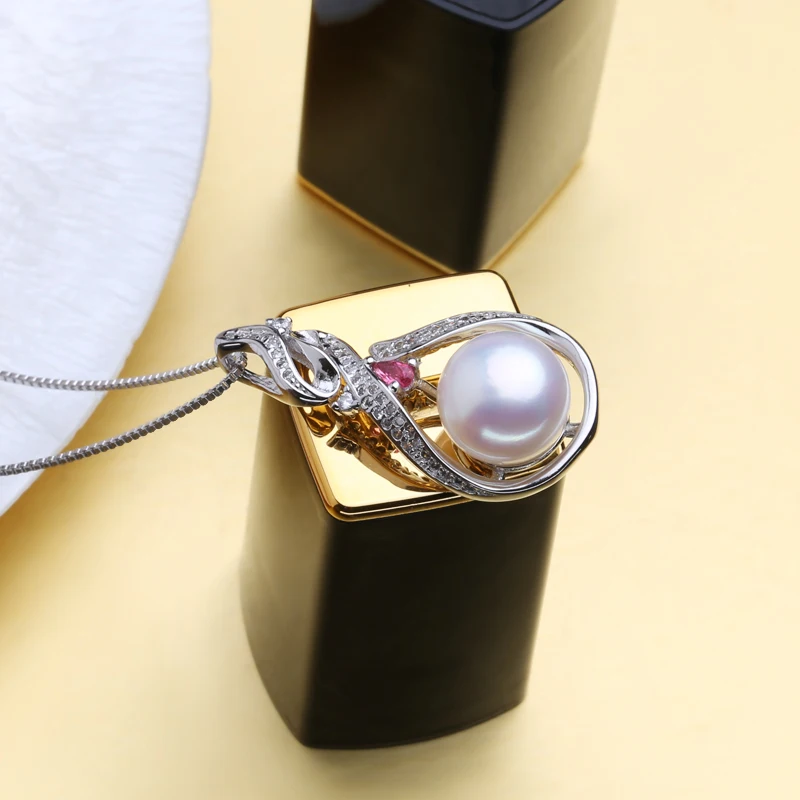 FENASY жемчужное ожерелье для женщин натуральный пресноводный жемчуг кулоны ожерелья 925 из стерлингового серебра, рубиновое ожерелье