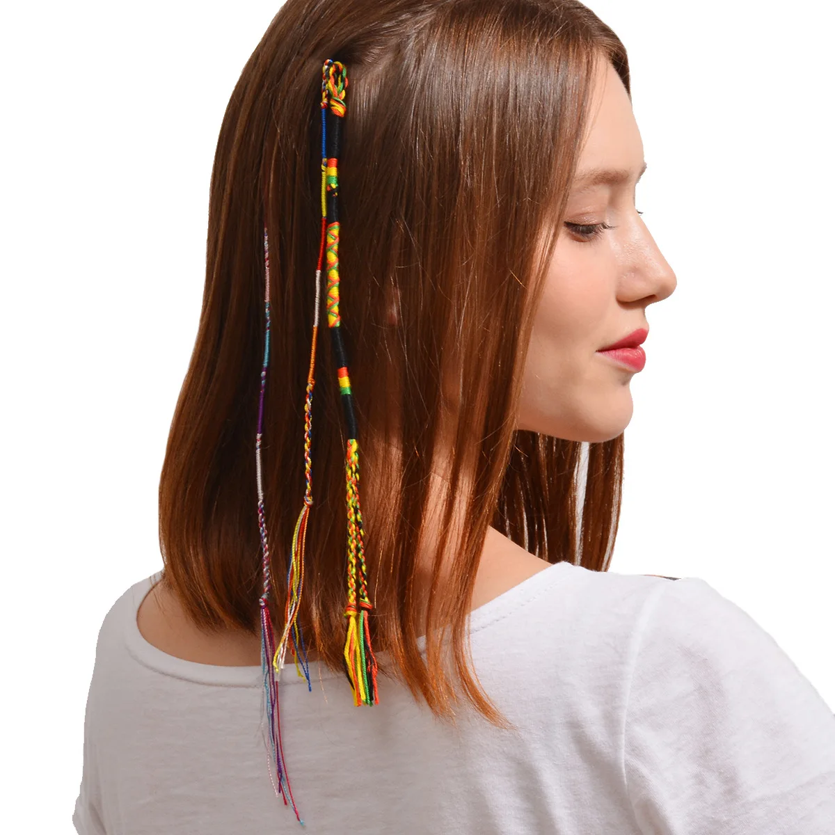 1PC Bohemian vintage ethnic style handmade cotton woven rope tassel hair band