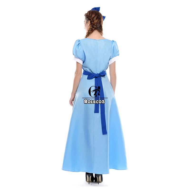 ROLECOS Women's Wendy Peter Pan Blue Long Cosplay Costume Party Dress with Half Sleeves image 3