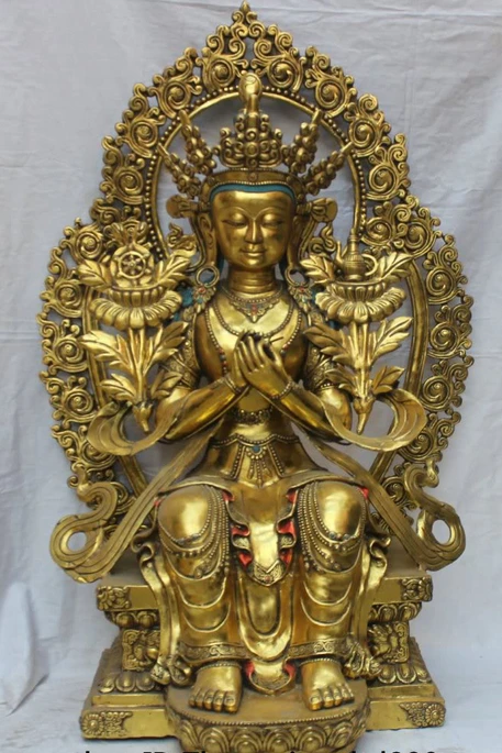 

003754 43" Huge Tibetan Temple Buddhism Bronze Gold Maitreya Bodhisattva Buddha Statue