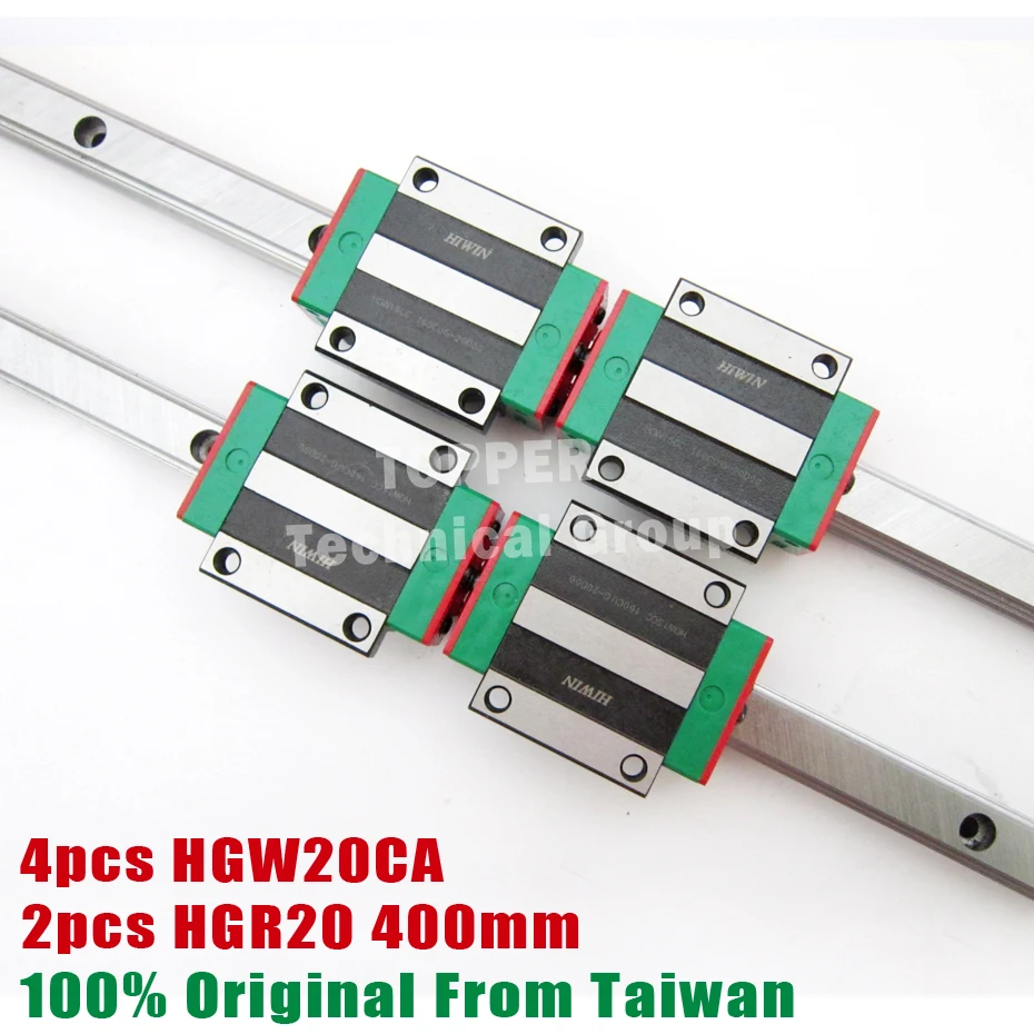 HIWIN 2pcs HGR20 Linear Rail 400mm + 4pcs HGW20CC CNC Guide Block HGW20 | Обустройство дома