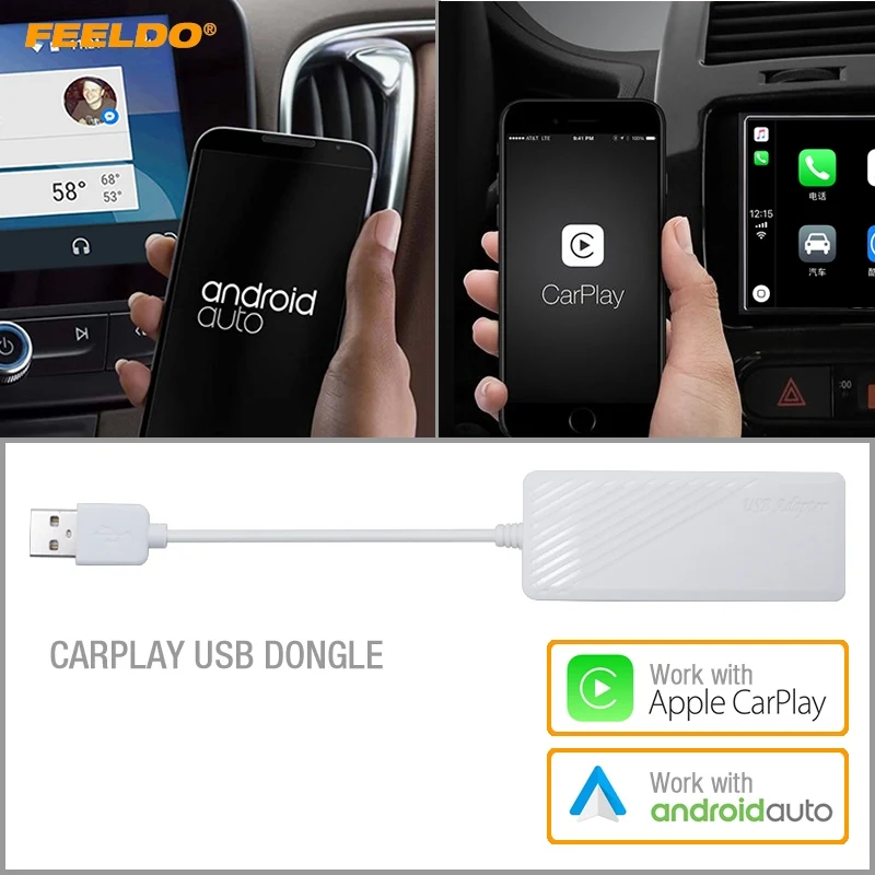 FEELDO 1Set USB DONGLE Work With Apple iOS CarPlay Android Auto For Car