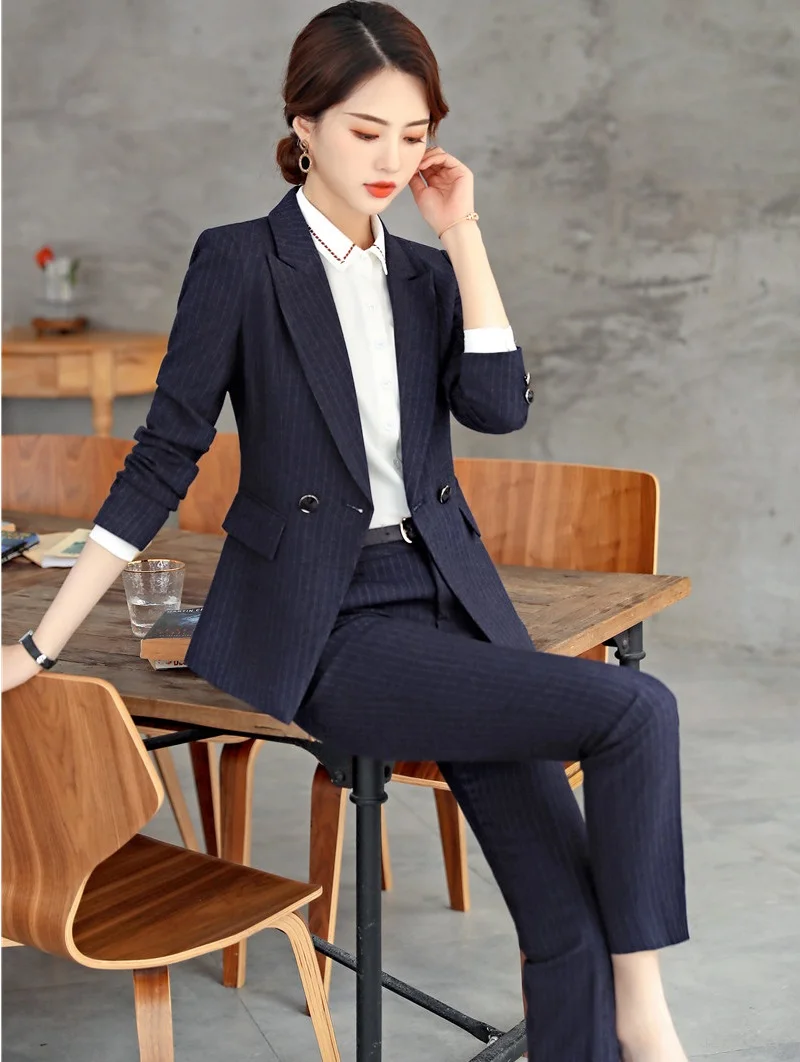 Fashion Striped High Quality Fabric Uniform Designs Women