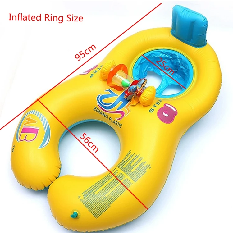 Inflatable baby swimming neck ring mother child swim circle double swim float seat