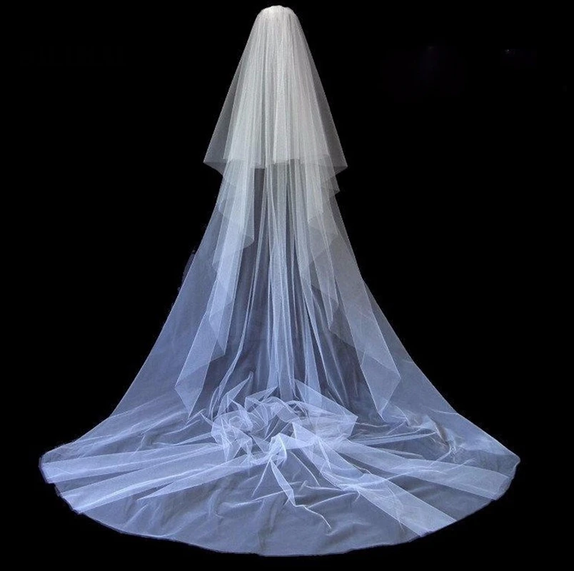 

SHAMAI Two Layer Bridal Veils 2019 Tulle Cut Edge Cathedral Wedding Chapel Veil With Comb Wedding Accessories