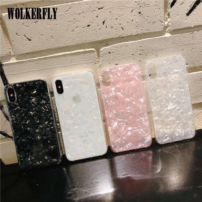 

Luxury Bling Glitter Phone Cases For iPhone 7 8 Plus Dream Shell On the For iPhone XS Max XR 7 6 6S Plus Soft Silicone TPU Cover