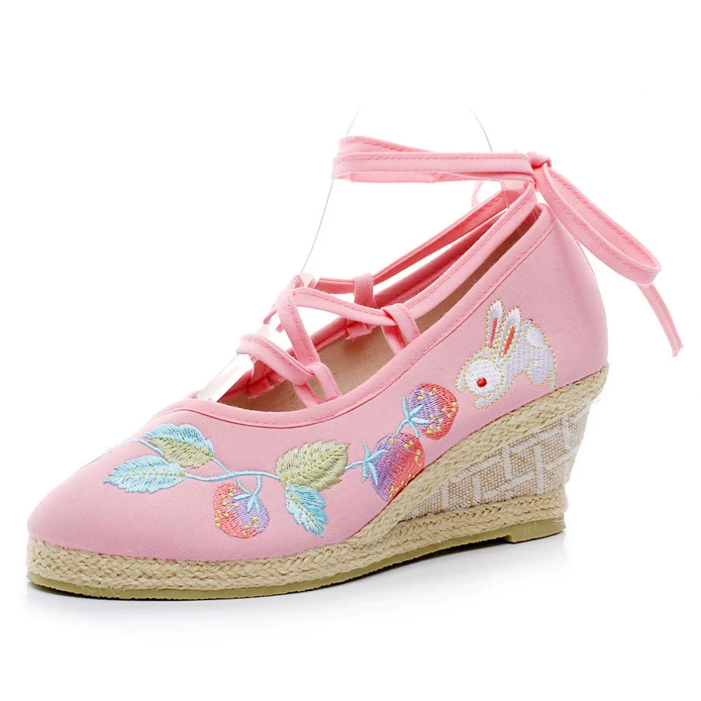 Veowalk/женские туфли-лодочки; Новинка; обувь с вышивкой в стиле старого Пекина; модная женская парусиновая обувь с цветочной вышивкой; мягкая танцевальная обувь с ремешком на лодыжке