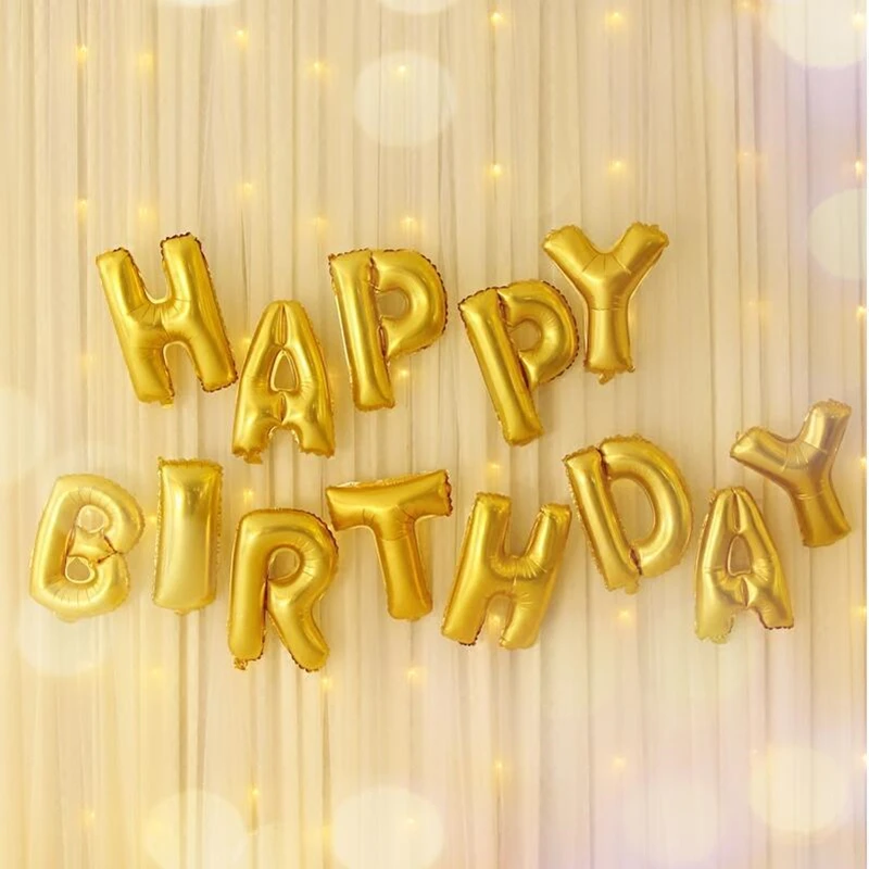 13 Pcs 1 Set  16 Inch Rose Gold Happy Birthday Letter Balloon Birthday Party Decoration Aluminum Film Balloon Supplies Jj (1)