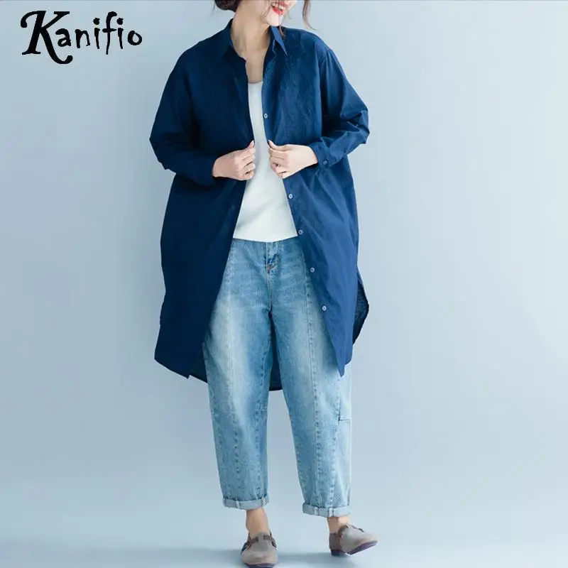 

Kanifio Plus Size Women Fashion Embroidered Blouse Casual Loose Shirts Spring Autumn 2019 New Top Tees Female Tunics Blusas 5XL