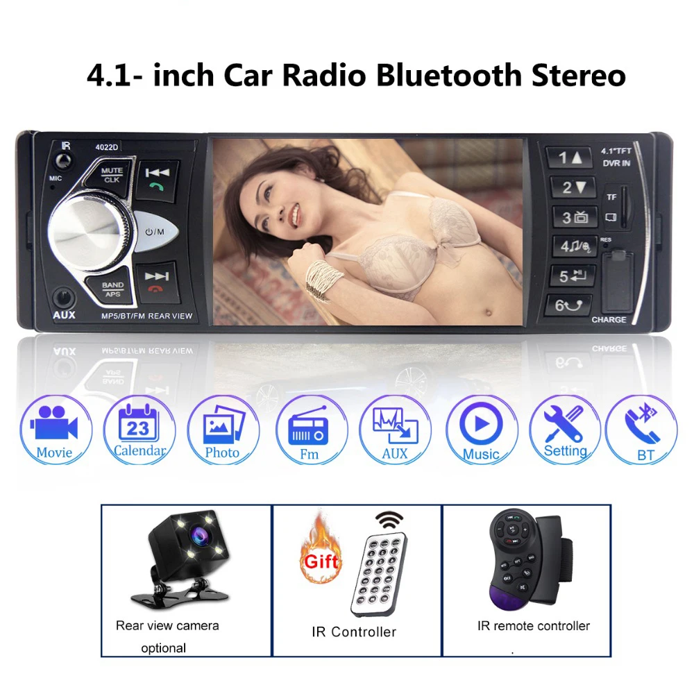 

car audio auto radio cassette player recorder autoradio 12v bluetooth 1 DIN radio coche FM MP3 MP4 MP5 SD TF USB Charger