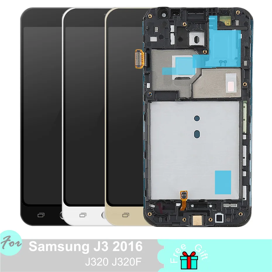 TFT lcd для samsung Galaxy J3 J320 дисплей SM-J320FN/M/H/DS кодирующий преобразователь сенсорного экрана в сборе Замена Рамки кнопка Home