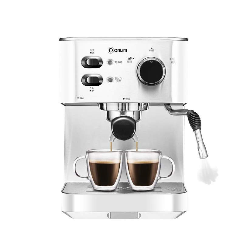 

Electric Coffee Maker Semi-automatic Italian Coffee Machine 20Bar Pump Pressure Steam Milk Foam Double Cup Horn Espresso Machine