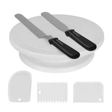 Набор из 6 предметов, 10 дюймов, вращающийся стол для украшения торта, набор, сделай сам, проигрыватель для торта, лопатка, скребок, инструмент для выпечки