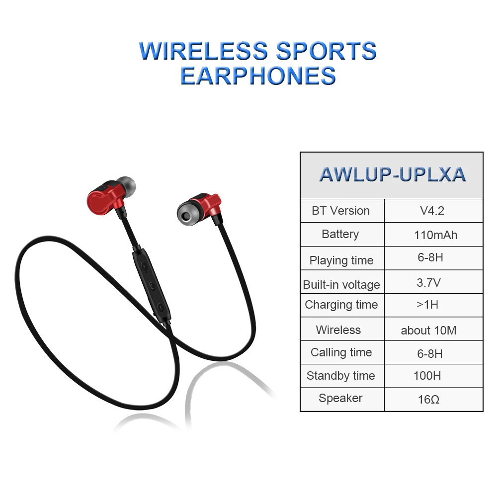 ALWUP UP-LXA, магнитные Bluetooth наушники, стерео Спортивные Беспроводные наушники с микрофоном для xiaomi, bluetooth-гарнитура 6 H, время прослушивания музыки