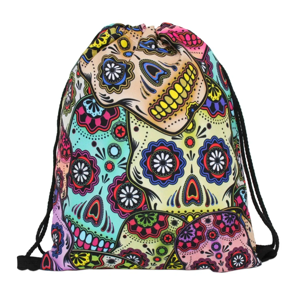 

Unisex Polyester 3D Digital Floral Printing Beach Pockets Simple Casual Waterproof Travel Storage Drawstring Backpack
