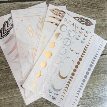 

4 PCS/Set 3D Waterproof Temporary Tattoos Bronzing Geometry Waterproof temporary Tattoo Sticker henna tatouage temporaire