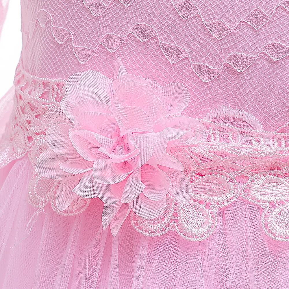 Милая Детская праздничная одежда с длинными рукавами длинное фатиновое Розовое Кружевное праздничное платье Vestido Comunion в наличии, От 4 до 12