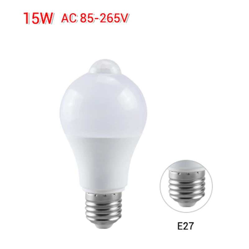 EeeToo Ночной светильник светодиодный светильник PIR датчик движения AC 85-265V B22 E27 Светодиодный светильник 12W 15W 18W 20W светильник для дома - Испускаемый цвет: E27  15W