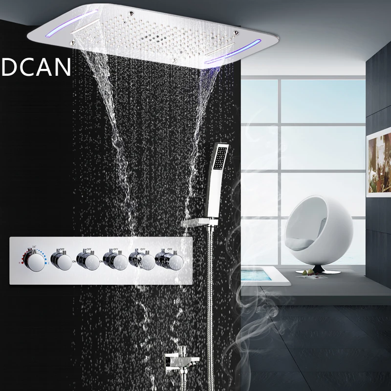

Bathroom Shower Set Accessories Faucet Panel Tap Thermostatic Mixer LED Ceiling Rainfall Shower jet System Led Mist Rain Shower