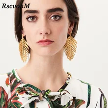 RscvonM, Boho, массивные золотые серьги-капли, Mujer, ювелирные изделия, длинные висячие серьги для женщин, массивные серьги
