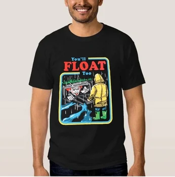 

kuakuayu HJN 1pcs Black Shirt Float to Your Boat It The Movie Youll Float Too Georgie Pennywise The Clown Paper Boat T-Shirt
