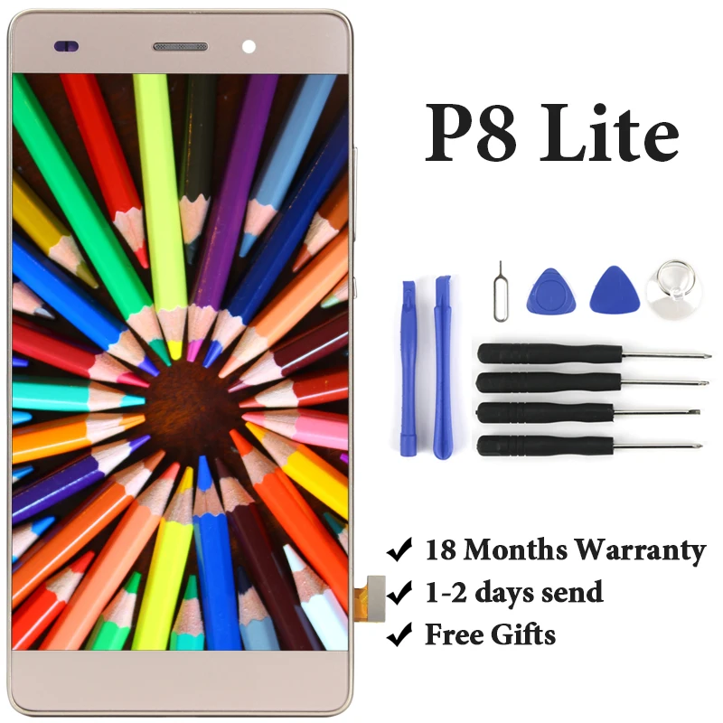 

5' For Huawei P8 Lite LCD Display With Touch Screen Assembly Replacement For Huawei P8 Lite LCD ALE-L04 ALE-L21 With Tools