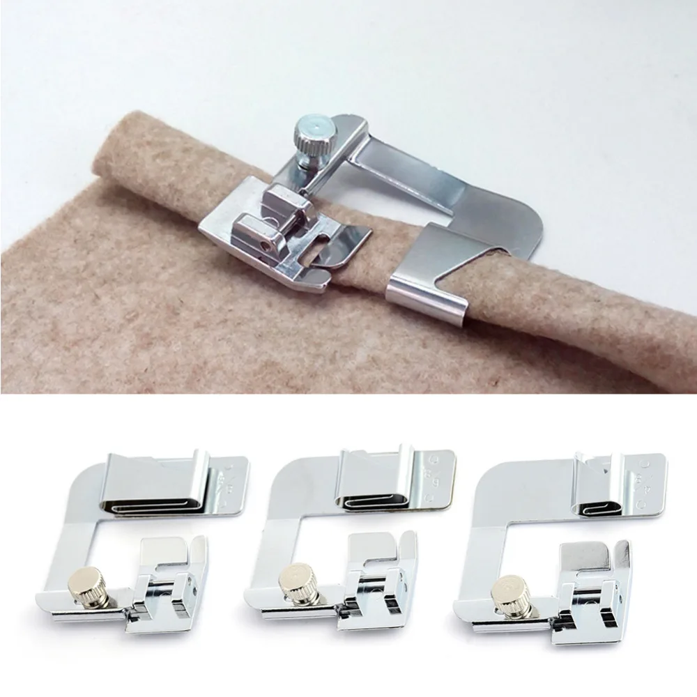 3Pcs Stainless Steel Rolled Hem Foot Sewing Machine Parts