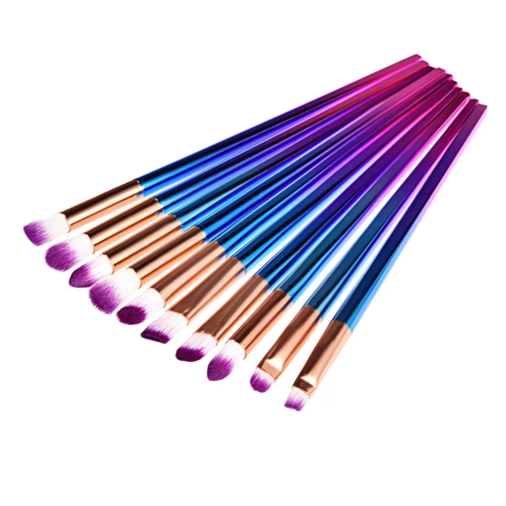 

12Pcs Blusher Makeup Brush set Eyeliner Eyeshadow Powder Cosmetic Brushes Rainbow Contour Blending Eyes Make-up Brush Kit