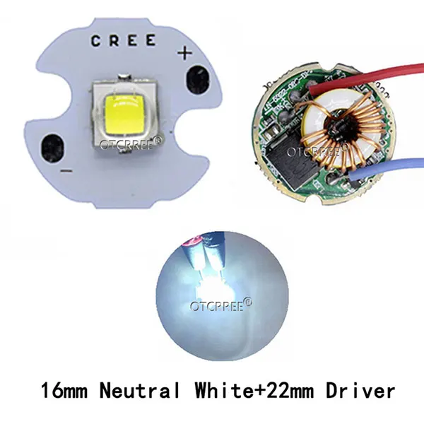 10 Вт Cree XM-L2 T6 XML2 T6 светодиодный светильник 20 мм PCB белый теплый белый нейтральный белый+ 22 мм 5 режимов 3-12 в драйвер для DIY фонарь светильник-вспышка - Испускаемый цвет: Neutral White 16mm