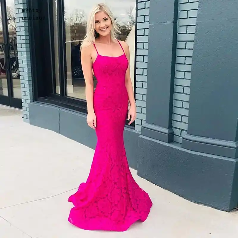 fuchsia pink lace dress
