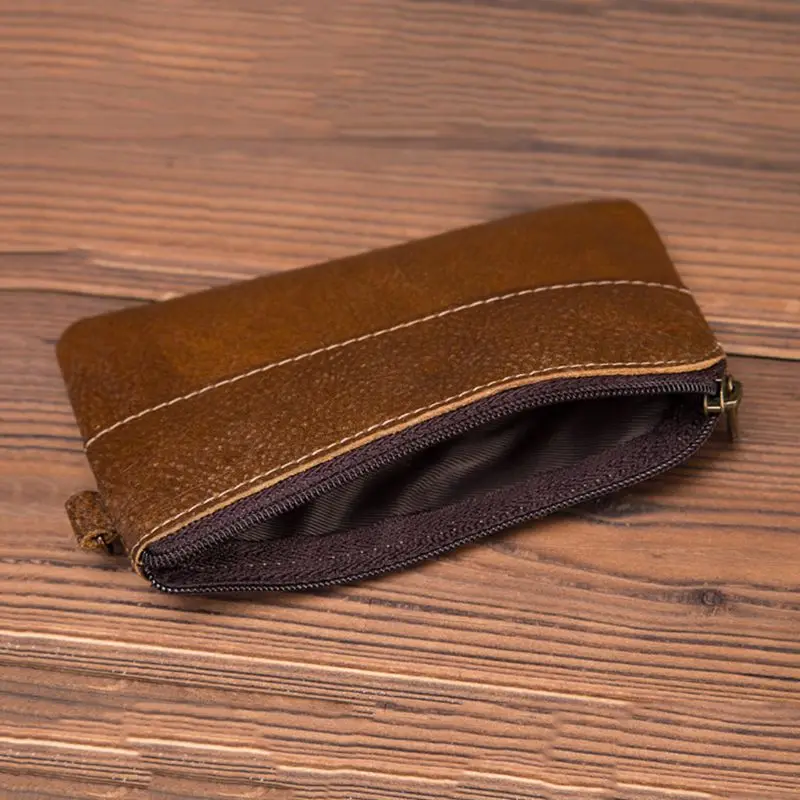 Модный женский мужской кожаный кошелек для монет кошелек для карт клатч на молнии маленькая сумка для мелочи кофе/коричневый