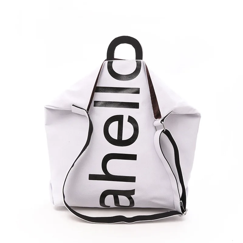Новая модная повседневная Холщовая Сумка, сумка для ленивых, большая Вместительная женская сумка на плечо, сумки-мессенджеры с буквенным принтом, женские сумки - Цвет: Белый