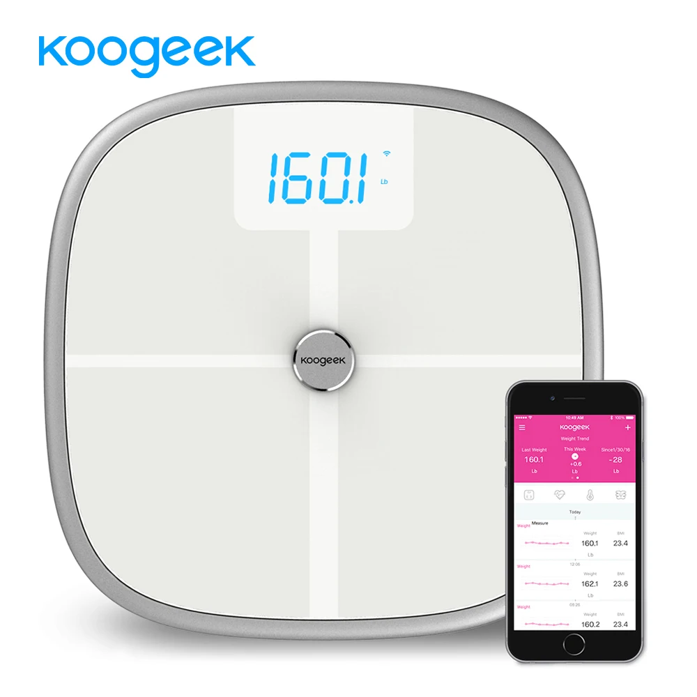 Koogeek Smart Scale Bluetooth Wi Fi Health Body Weight Scale Sync