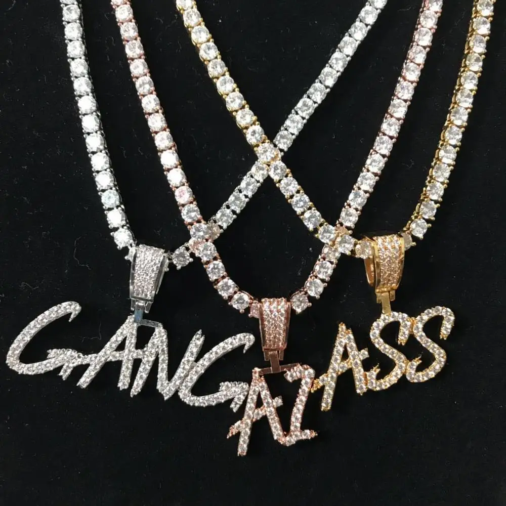 

Custom name pendant solid back cursive letter pendant