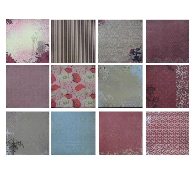 

Good quality 6'' 12pcs Rustic flower background Square Craft Paper designer Perfect for card making scrapbooking Rustic papers