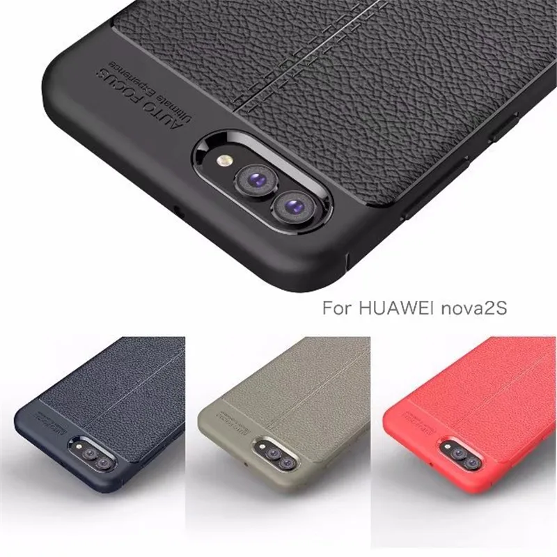 Высококачественные мягкие чехлы из ТПУ с текстурой личи для Huawei Nova 2s силиконовый