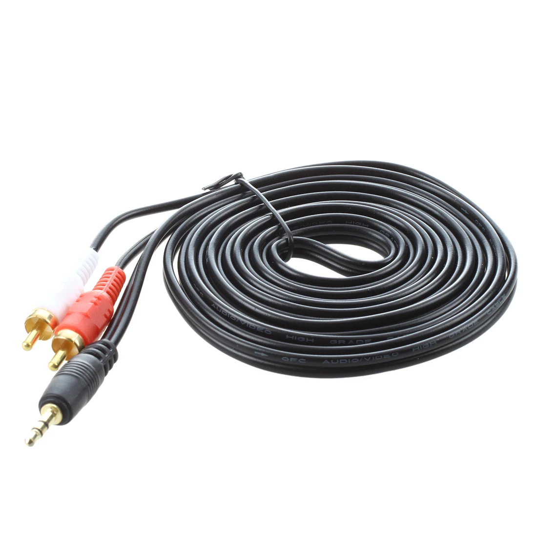 

3M Metre 3.5mm Male to 2 x RCA Twin Gold Audio Stereo Speaker Gold Cable Lead