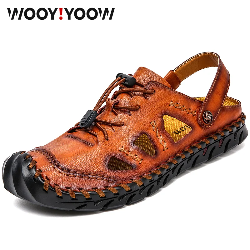 

2019 summer new style Men's sandals Genuine Leather Soft bottom Leisure sandals Men's shoes