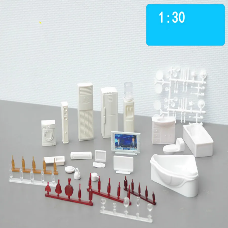 

20pcs/lot 1/30 scale white hot sale Plastic model chair and table for architecture model kits toy
