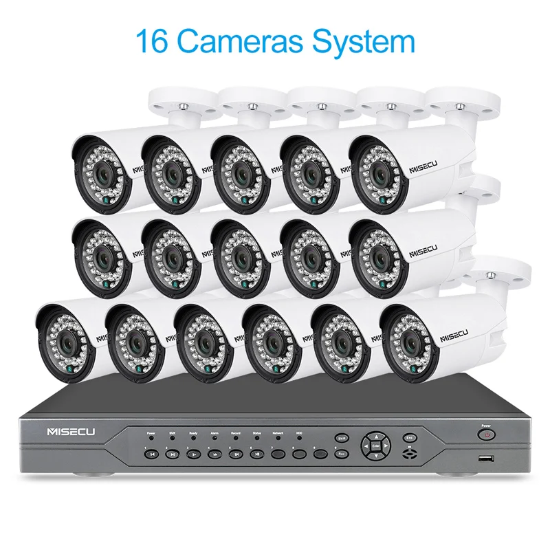 MISECU H.265 16CH 2MP 5MP POE NVR CCTV система безопасности 16 шт. ИК Открытый 1080P Аудио запись P2P комплект наружного видеонаблюдения - Цвет: 16pcs cameras system
