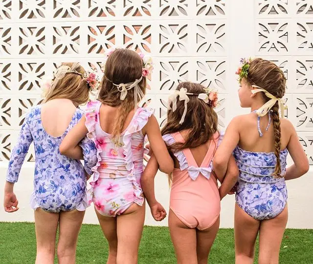 Новорожденных для маленьких девочек Купальники кружевные с цветочным принтом пляжная цельный Летний Бикини