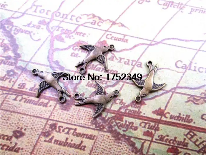 

20 PCS - Swallow - Bronze Cute Lovely Bird Pendants,Sparrow Charms,Robin Charms, DIY Supplies, 20x17mm