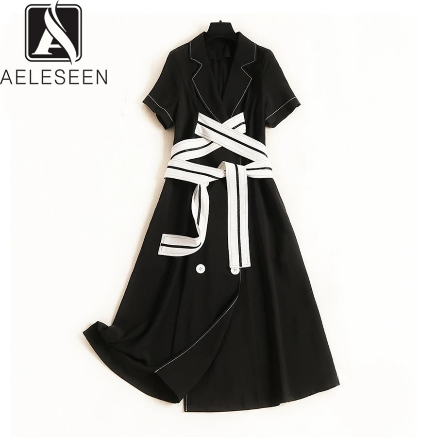 AELESEEN новая мода 2019 летние высокие уличные платья для женщин отложной воротник