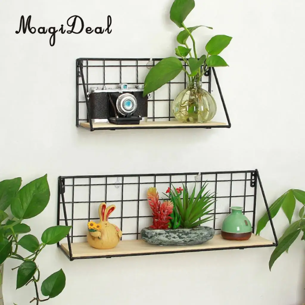 MagiDeal Black Wall Hanging Flower Planter Pot Shelf, Corner Shelves Bookcase, Space Save for Garden Green Plants Planter Stand