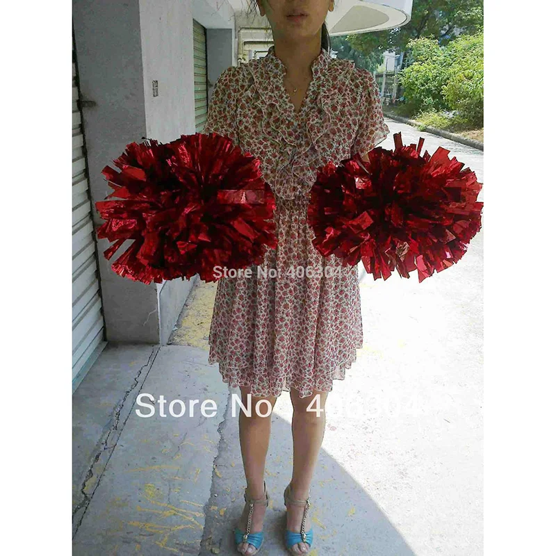 

Free Shipping.80g Pompom,Cheering pom pom with baton handle,Metallic Pom Pom,red,pink,green,blue.gold ,silver.suitable for adult