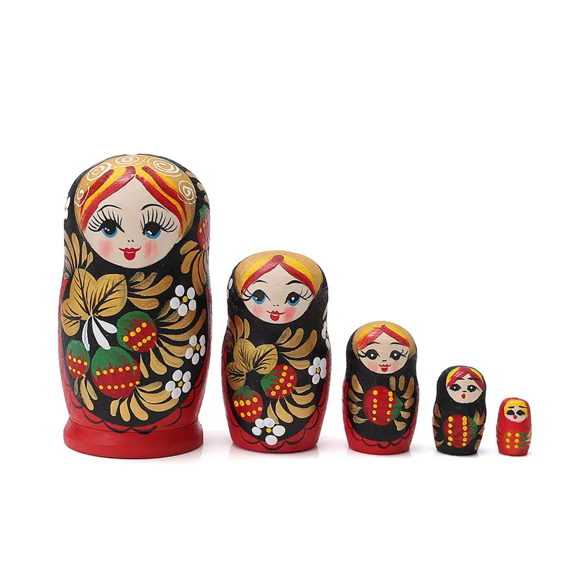 Традиционные 5 шт./компл. русская матрешка куклы деревянная матрешка бабушка ручная роспись подарок игрушка орнамент для украшения дома