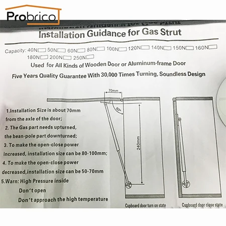 Probrico 2 шт. сила газовой пружины 80n GS10SY80 поддержка Лифт кухонный шкаф петли крышки отдыха мебель шкаф мягкий открыть/закрыть